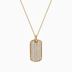 Necklaces & Pendants|Effy Jewelry 14K Yellow Gold Diamond Dog Tag Pendant