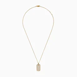 Necklaces & Pendants|Effy Jewelry 14K Yellow Gold Diamond Dog Tag Pendant