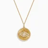 Necklaces & Pendants|Effy Jewelry 14K Yellow Gold Diamond Evil Eye Pendant
