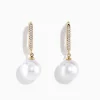 Earrings|Effy Jewelry 14K Yellow Gold Diamond, Fresh Water Pearl Earrings