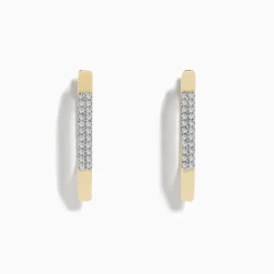 Earrings|Effy Jewelry 14K Yellow Gold Diamond Geometric Hoop Earrings 0.22 TCW