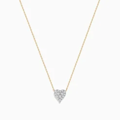 Necklaces & Pendants|Effy Jewelry 14K Yellow Gold Diamond Heart Necklace