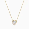 Necklaces & Pendants|Effy Jewelry 14K Yellow Gold Diamond Pave Heart Necklace
