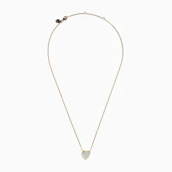 Necklaces & Pendants|Effy Jewelry 14K Yellow Gold Diamond Pave Heart Necklace