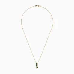 Necklaces & Pendants|Effy Jewelry 14K Yellow Gold Emerald and Diamond Crossover Pendant