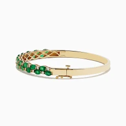Bracelets|Effy Jewelry 14K Yellow Gold Emerald and Diamond Bangle
