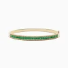 Bracelets|Effy Jewelry 14K Yellow Gold Emerald and Diamond Bangle, 2.97 TCW