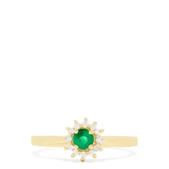 Rings|Effy Jewelry 14K Yellow Gold Emerald and Diamond Ring, 0.36 TCW