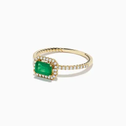 Rings|Effy Jewelry 14K Yellow Gold Emerald and Diamond Ring