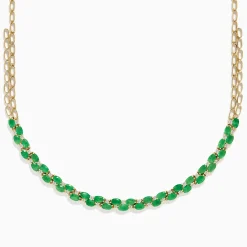 Necklaces & Pendants|BH Multi 14K Yellow Gold Emerald and Diamond Necklace