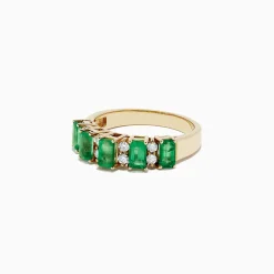 Rings|BH Multi 14K Yellow Gold Emerald and Diamond Band, 1.53 TCW