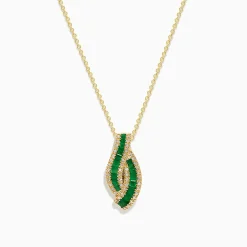 Necklaces & Pendants|BH Multi 14K Yellow Gold Emerald and Diamond Pendant
