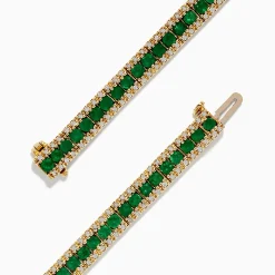 Bracelets|Effy Jewelry 14K Yellow Gold Emerald and Diamond Bracelet