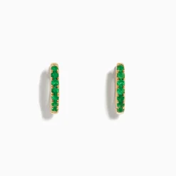 Earrings|Effy Jewelry 14K Yellow Gold Emerald Huggie Earrings