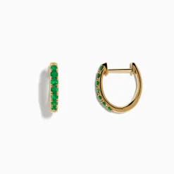 Earrings|Effy Jewelry 14K Yellow Gold Emerald Huggie Earrings