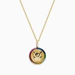 Necklaces & Pendants|Effy Jewelry 14K Yellow Gold Emerald Multi Sapphire and Diamond Panther Pendant