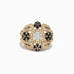 Rings|Effy Jewelry 14K Yellow Gold Espresso and White Diamond Ring, 1.09 TCW