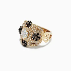 Rings|Effy Jewelry 14K Yellow Gold Espresso and White Diamond Ring, 1.09 TCW