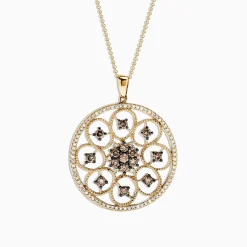 Necklaces & Pendants|Effy Jewelry 14K Yellow Gold Espresso and White Diamond Pendant, 1.43 TCW