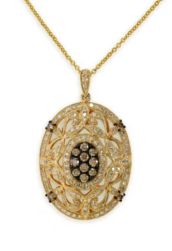 Necklaces & Pendants|Effy Jewelry 14K Yellow Gold Espresso and White Diamond Pendant, 0.78 TCW