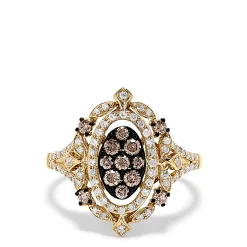 Rings|Effy Jewelry 14K Yellow Gold Espresso and White Diamond Ring, 0.64 TCW