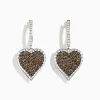 Earrings|Effy Jewelry 14K Yellow Gold Espresso and White Diamond Heart Earrings