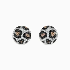 Earrings|BH Multi 14K Yellow Gold Espresso, Black and White Diamond Earrings, 0.94 TCW