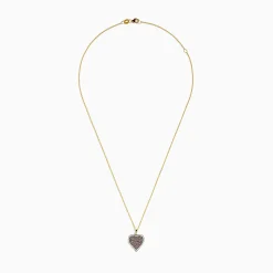 Necklaces & Pendants|Effy Jewelry 14K Yellow Gold Espresso Diamond Heart Pendant
