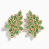 Earrings|Effy Jewelry 14K Yellow Gold French Clip Emerald and Diamond Statement Earrings, 2.95 TCW