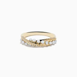 Rings|Effy Jewelry 14K Yellow Gold Fresh Water Pearl and Diamond Ring