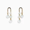 Earrings|Effy Jewelry 14K Yellow Gold Fresh Water Pearl and Diamond Drop Earrings