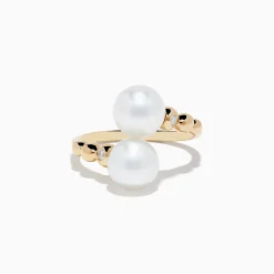 Rings|Effy Jewelry 14K Yellow Gold Fresh Water Pearl and Diamond Bypass Ring