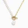 Necklaces & Pendants|Effy Jewelry 14K Yellow Gold Fresh Water Pearl u0026 Paperclip Chain Necklace