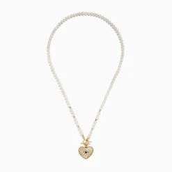 Necklaces & Pendants|Effy Jewelry 14K Yellow Gold Fresh Water Pearl Sapphire and Diamond Necklace