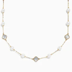 Necklaces & Pendants|Effy Jewelry 14K Yellow Gold Fresh Water Pearl and Mother of Pearl Necklace