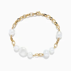 Bracelets|Effy Jewelry 14K Yellow Gold Fresh Water Pearl Chain Link Bracelet