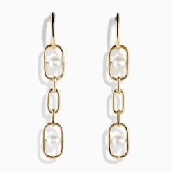 Earrings|Effy Jewelry 14K Yellow Gold Fresh Water Pearl Chain Link Earrings