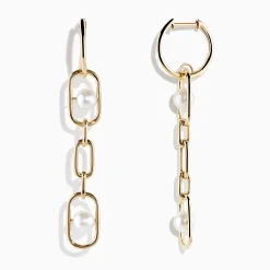 Earrings|Effy Jewelry 14K Yellow Gold Fresh Water Pearl Chain Link Earrings