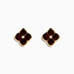 Earrings|Effy Jewelry 14K Yellow Gold Garnet and Diamond Earrings