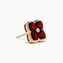 Earrings|Effy Jewelry 14K Yellow Gold Garnet and Diamond Earrings