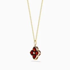 Necklaces & Pendants|Effy Jewelry 14K Yellow Gold Garnet and Diamond Pendant