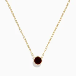 Necklaces & Pendants|Effy Jewelry 14K Yellow Gold Garnet Bezel Pendant with Paperclip Chain
