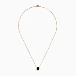 Necklaces & Pendants|Effy Jewelry 14K Yellow Gold Garnet Bezel Pendant with Paperclip Chain