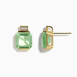 Earrings|Effy Jewelry 14K Yellow Gold Green Amethyst and White Topaz Earrings