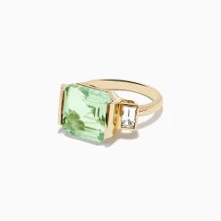 Rings|Effy Jewelry 14K Yellow Gold Green Amethyst and White Topaz Ring