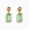 Earrings|Effy Jewelry 14K Yellow Gold Green Amethyst and Morganite Bezel Drop Earrings