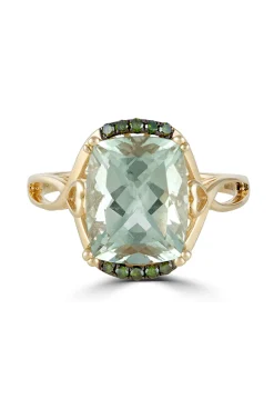 Rings|Effy Jewelry 14K Yellow Gold Green Amethyst and Diamond Ring, 3.73 TCW