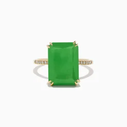 Rings|Effy Jewelry 14K Yellow Gold Green Jade and Diamond Ring