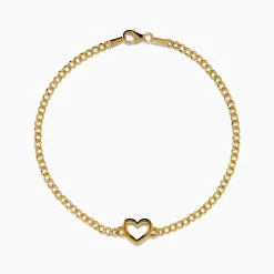 Bracelets|Effy Jewelry 14K Yellow Gold Heart Curb Chain Bracelet