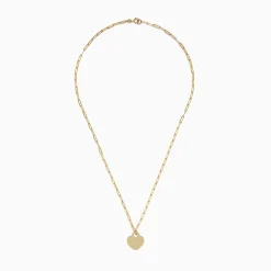 Necklaces & Pendants|Effy Jewelry 14K Yellow Gold Heart on a Paperclip Chain Necklace